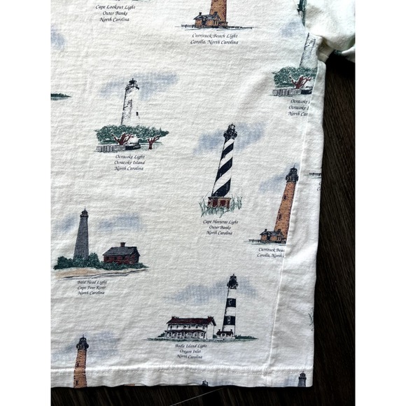 Vintage Art Unlimited North Carolina Lighthouse AOP Shirt M NC 90s Cape Fear - Picture 8 of 12